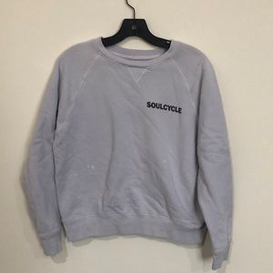 Soulcycle gray sweatshirt with bleach spots sz small